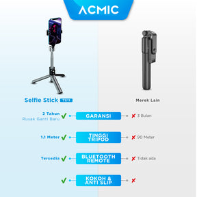 ACMIC TS11 Tongsis Tripod Bluetooth Remote Selfie Stick 1.1M (110CM)