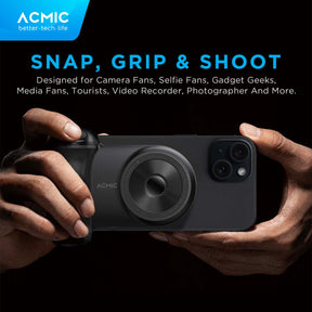 ACMIC SNAPCAM SC5 Magnetic Camera Grip + Powerbank Wireless with USB Type C + Bluetooth Camera Shutter + Phone Holder for iPhone & Android