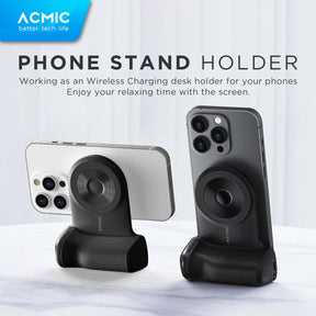 ACMIC SNAPCAM SC5 Magnetic Camera Grip + Powerbank Wireless with USB Type C + Bluetooth Camera Shutter + Phone Holder for iPhone & Android