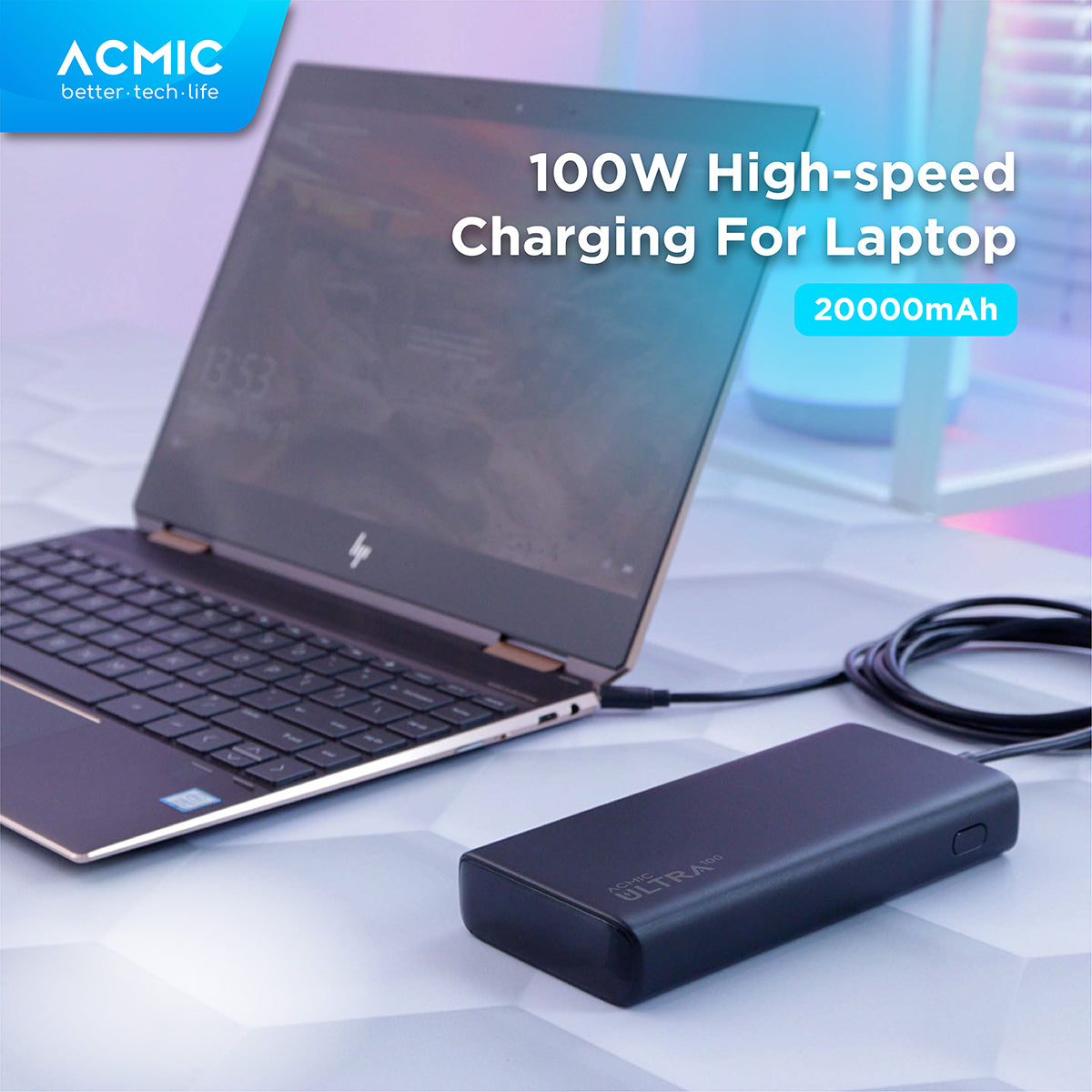 ACMIC ULTRA 20000mAh Powerbank 100W Type C Super Fast Charging Laptop