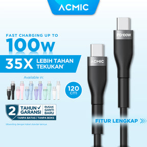 ACMIC UNILINE Cable Original Kabel Data Fast Charging Type C to Type C 100 Watt