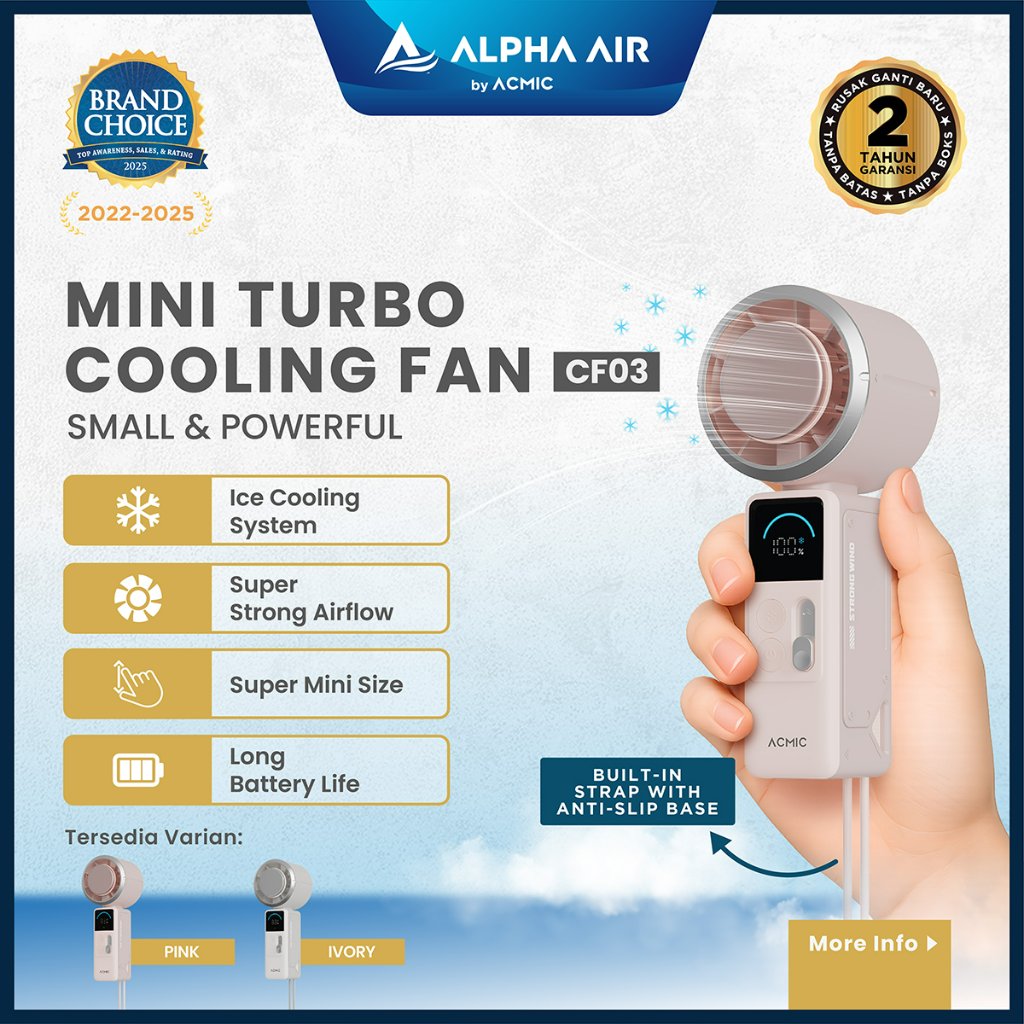 ACMIC MINI TURBO COOLING FAN CF03 Kipas Angin Mini Portable Turbo Ice Cooling Super Strong Small & Powerful With Anti-Slip Base