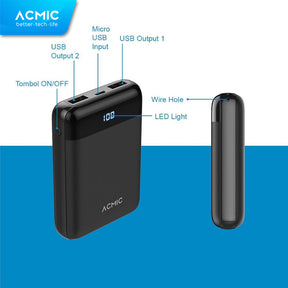 ACMIC D10 10000mAh Mini PowerBank (Digital Display + 2A Fast Charge)