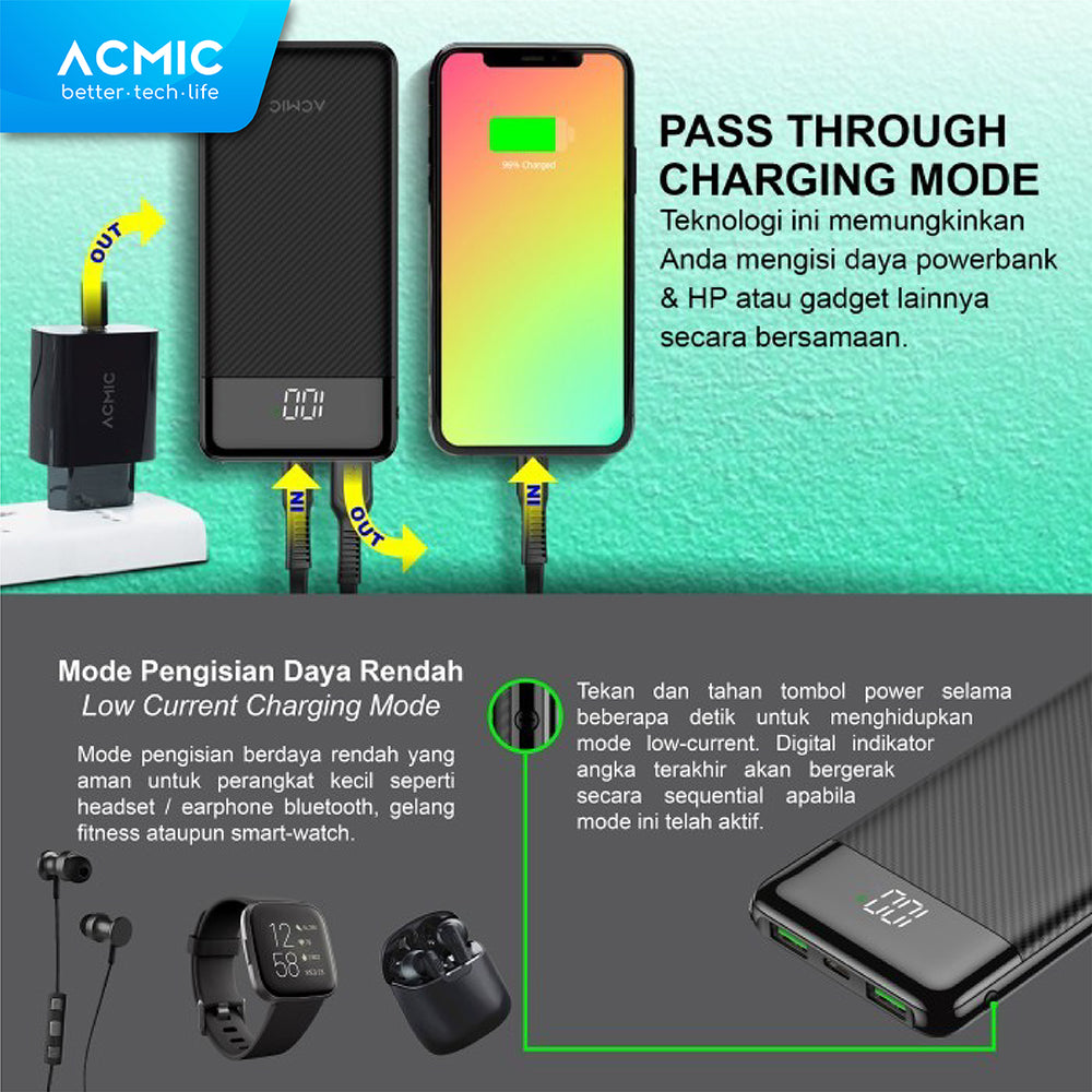 ACMIC F10PRO 10000mAh Powerbank Slim 22.5W Fast Charging Type C