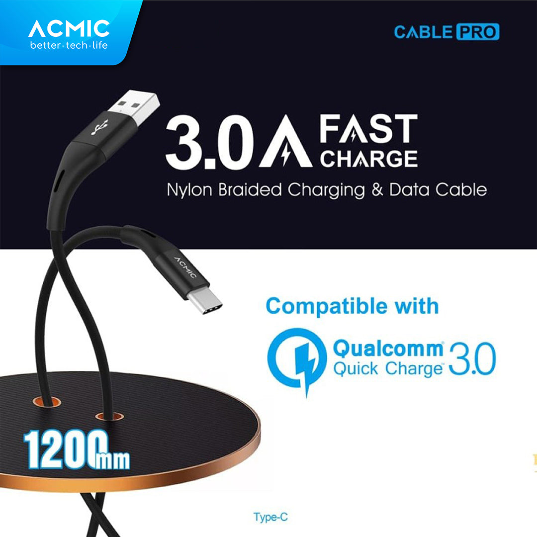 ACMIC Braided Line Pro Kabel Data Charger 120cm Fast Charging Cable - Type-C AC120