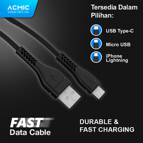 ACMIC B200 Kabel Data Charger Fast Charging 2M / 2 meter - 2 Meter Micro USB