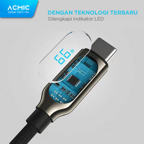 ACMIC DIGILINE Kabel Data USB-A to USB-C Fast Charging 66W LED DISPLAY - 2 Meter