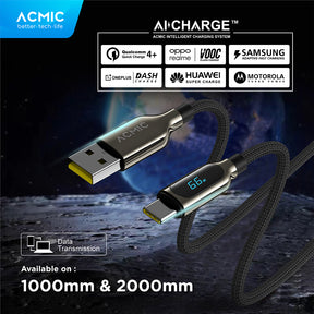 ACMIC DIGILINE Kabel Data USB-A to USB-C Fast Charging 66W LED DISPLAY - 1 Meter