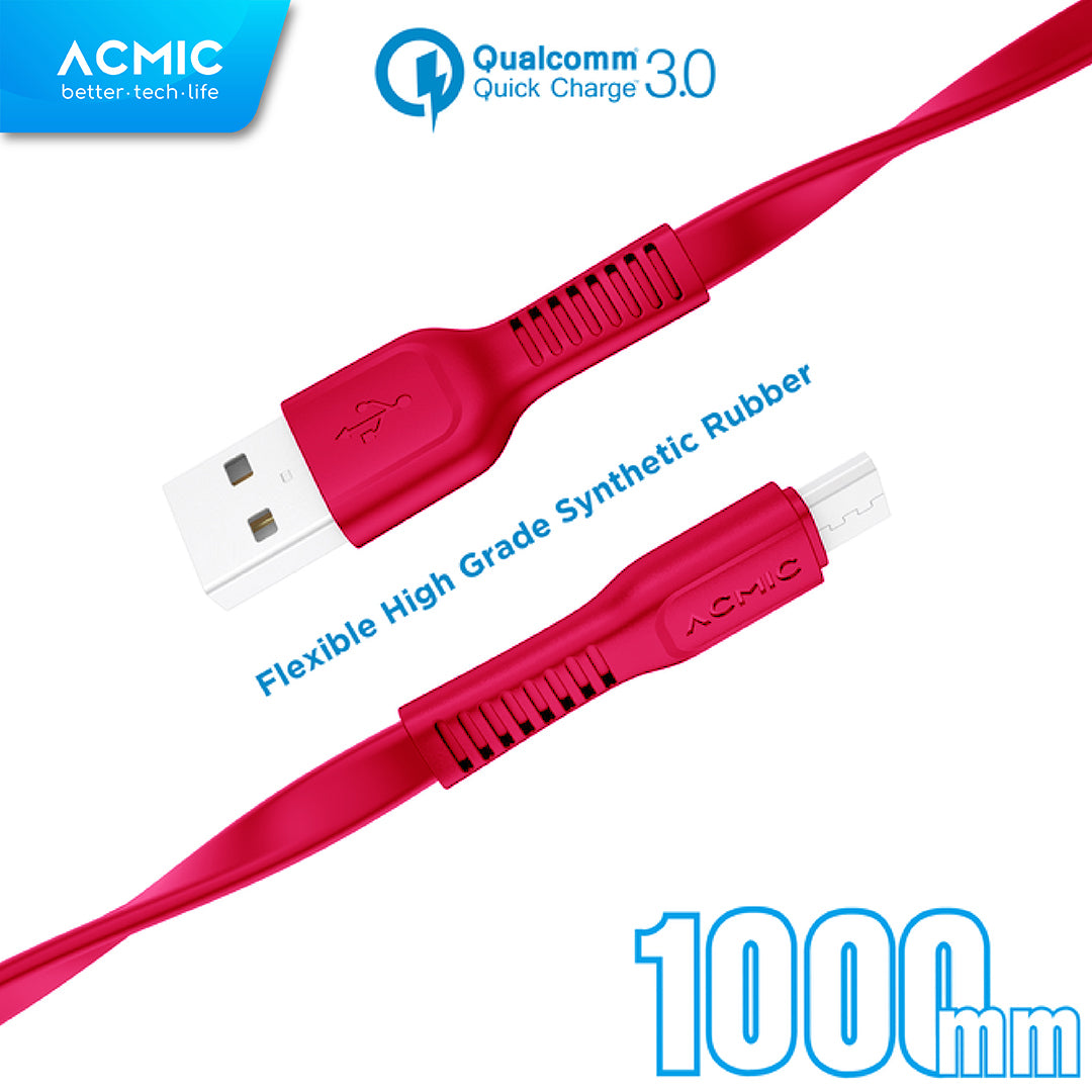 ACMIC CFM100 Kabel Data Charger Micro USB 100cm Fast Charging Cable