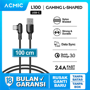 ACMIC GAMELINE L100 Kabel Gaming Fast Charging Data Charger Cable - USB Type-C
