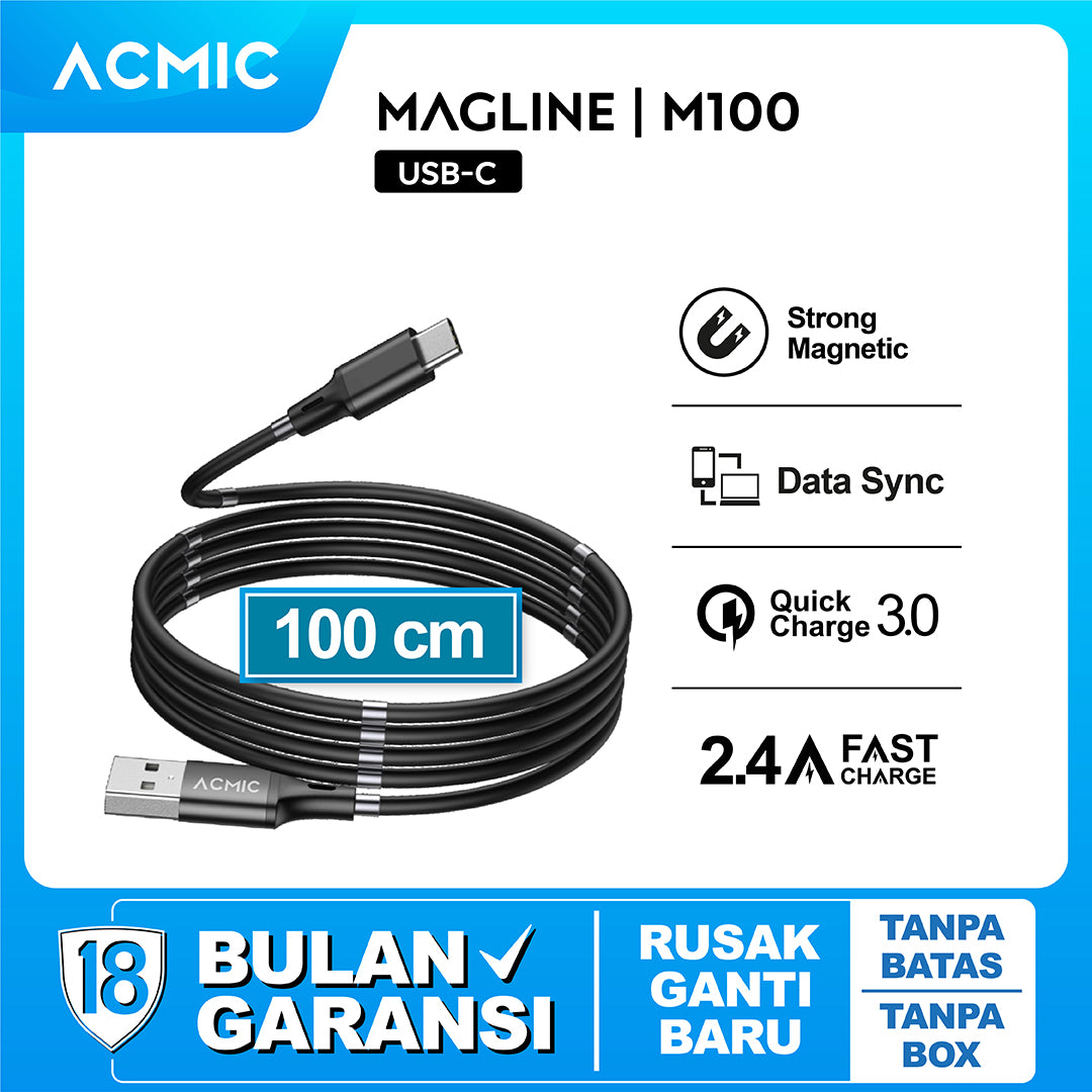 ACMIC MAGLINE M100 Magnetic Kabel Data Charger Fast Charging Magnet - USB Type-C