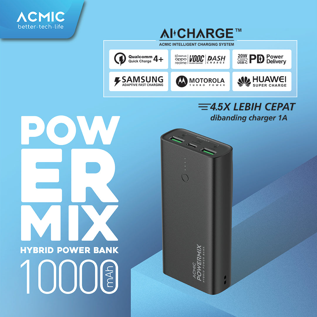 ACMIC POWERMIX Hybrid Powerbank & Wall Charger Fast Charging 2 in 1